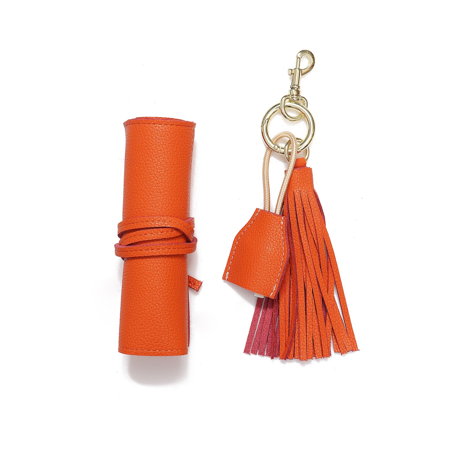 Leather Tassel keychain with USB cable + Leather Tech Wrap Up