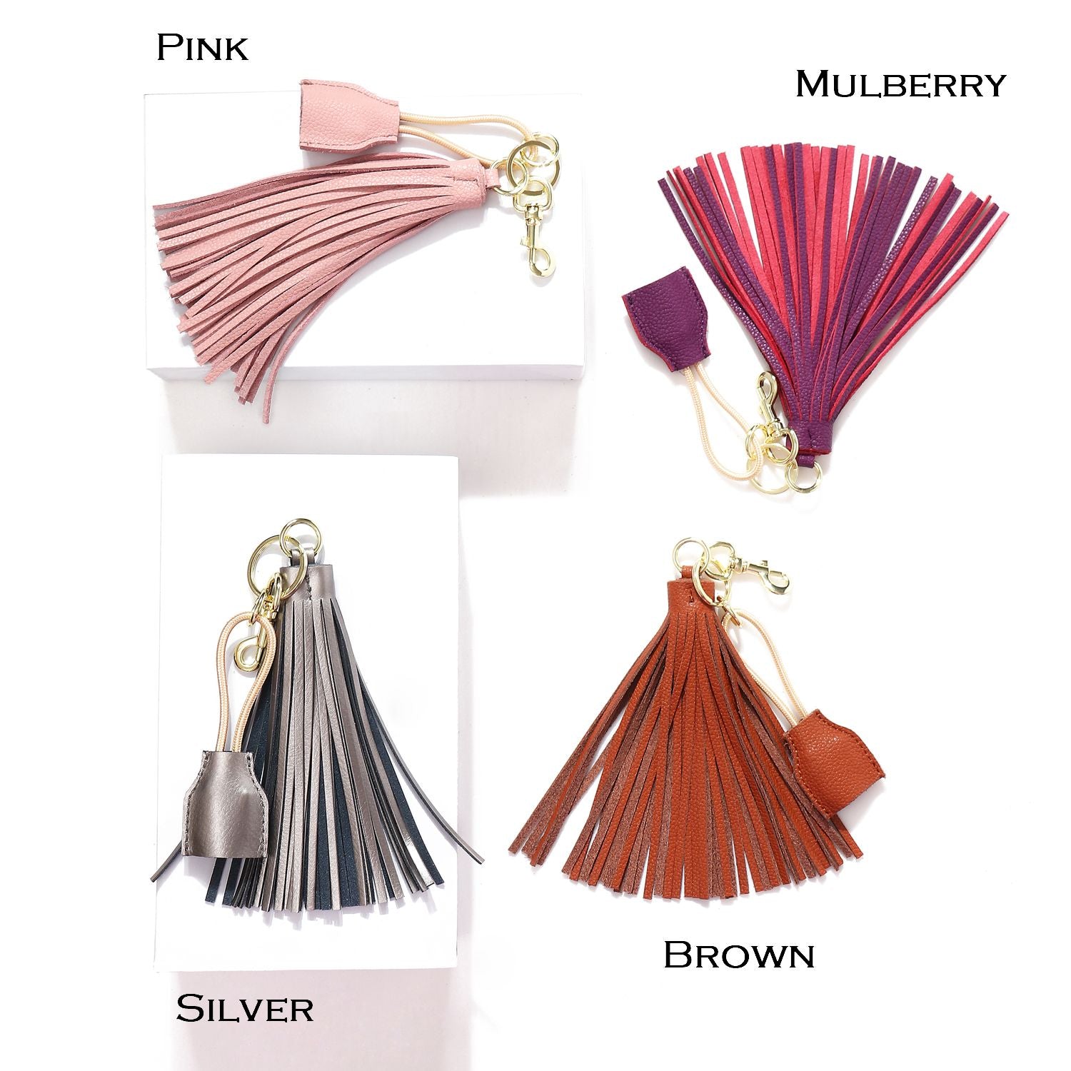 Leather Tassel Keychain with USB charging cable